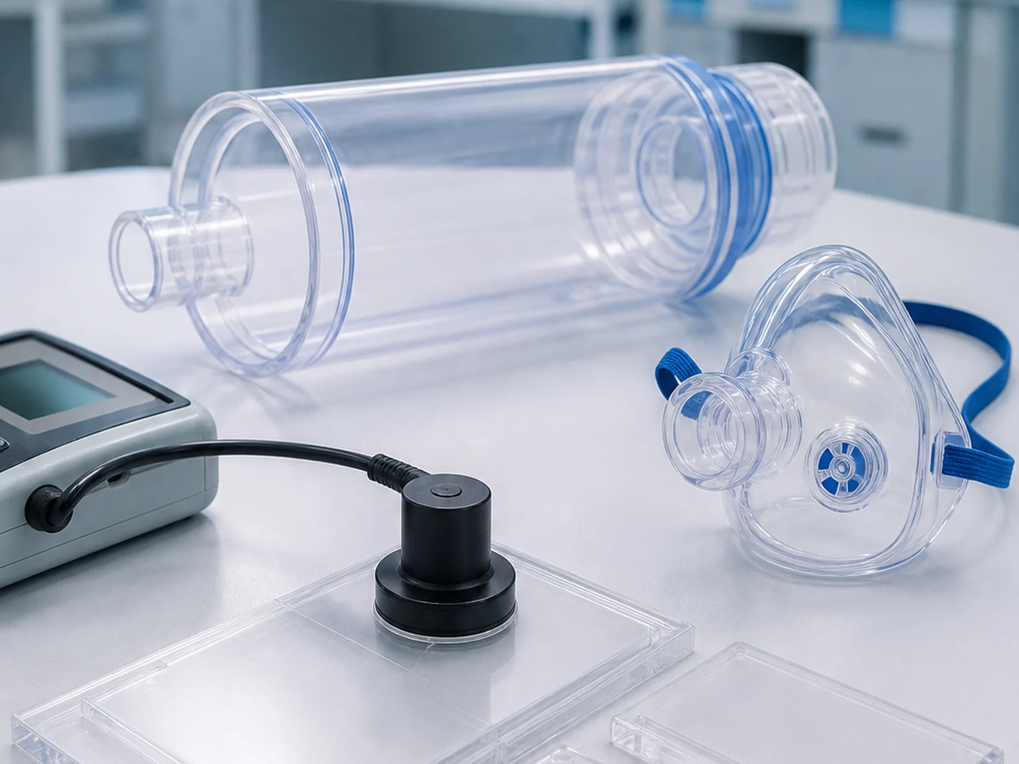 Transparent antistatic ABS PMMA and PC medical-grade component samples for material selection