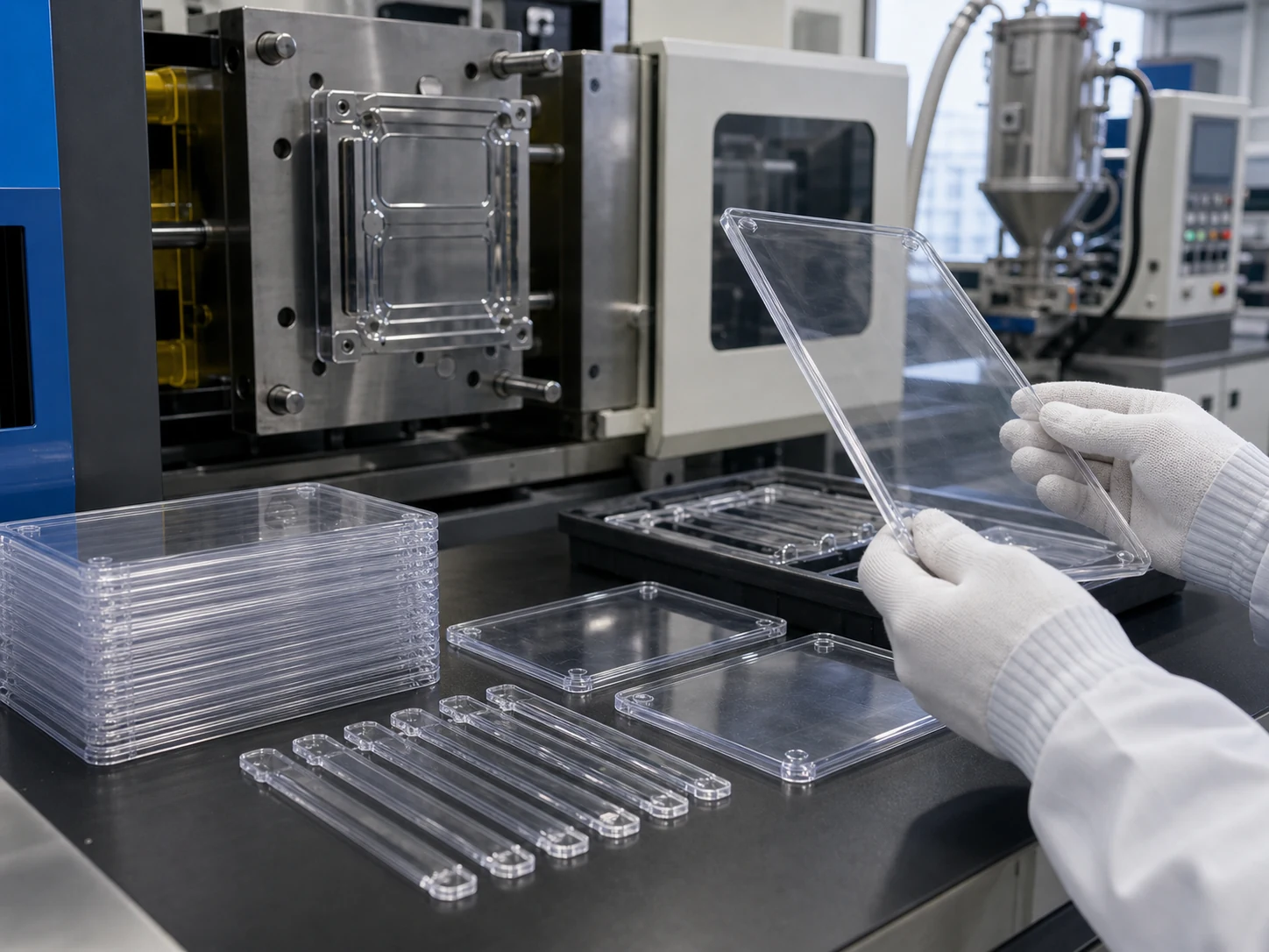 Injection molding validation for transparent antistatic ABS thin-wall sample parts