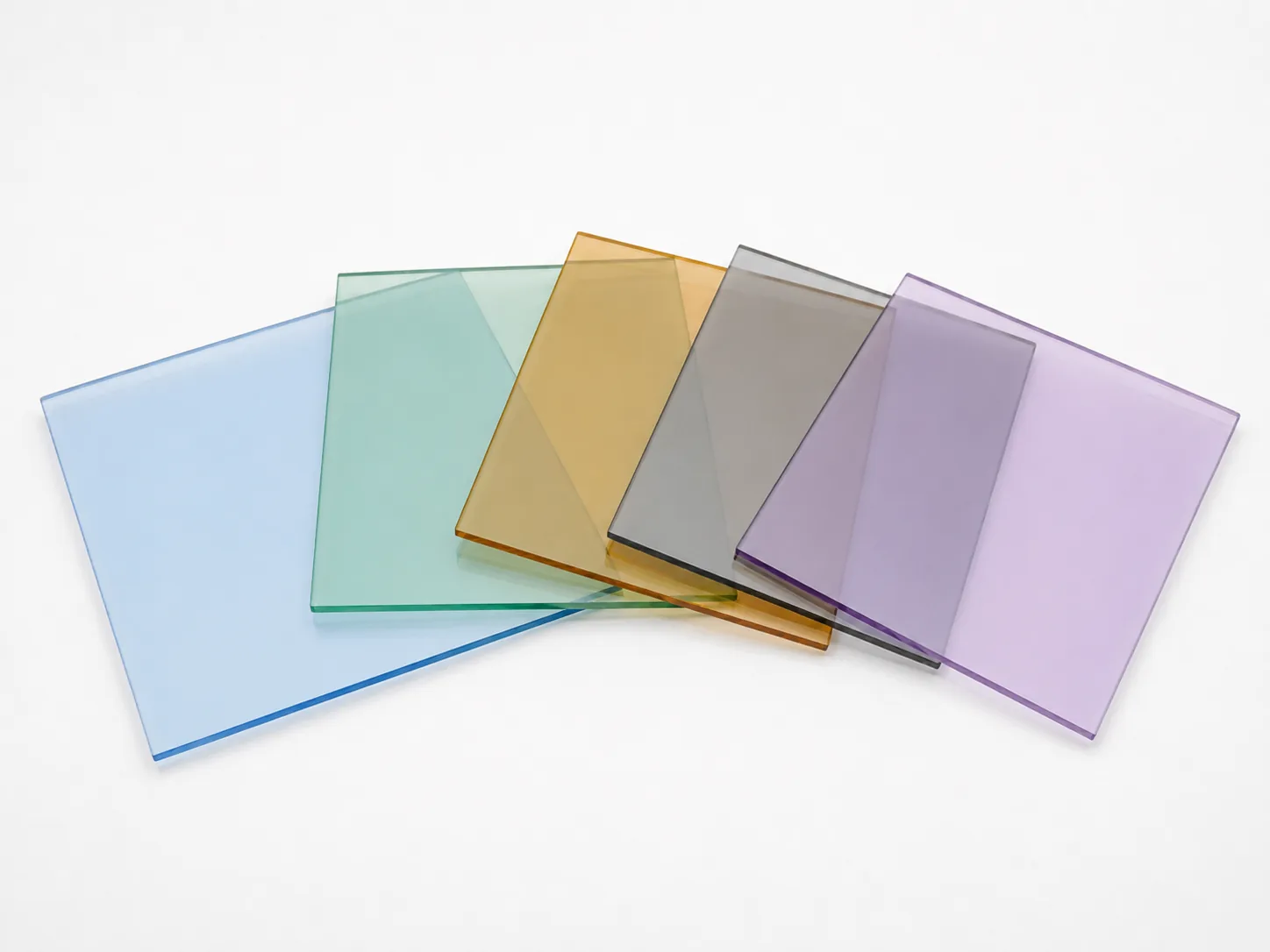Colored transparent plastic sheet samples