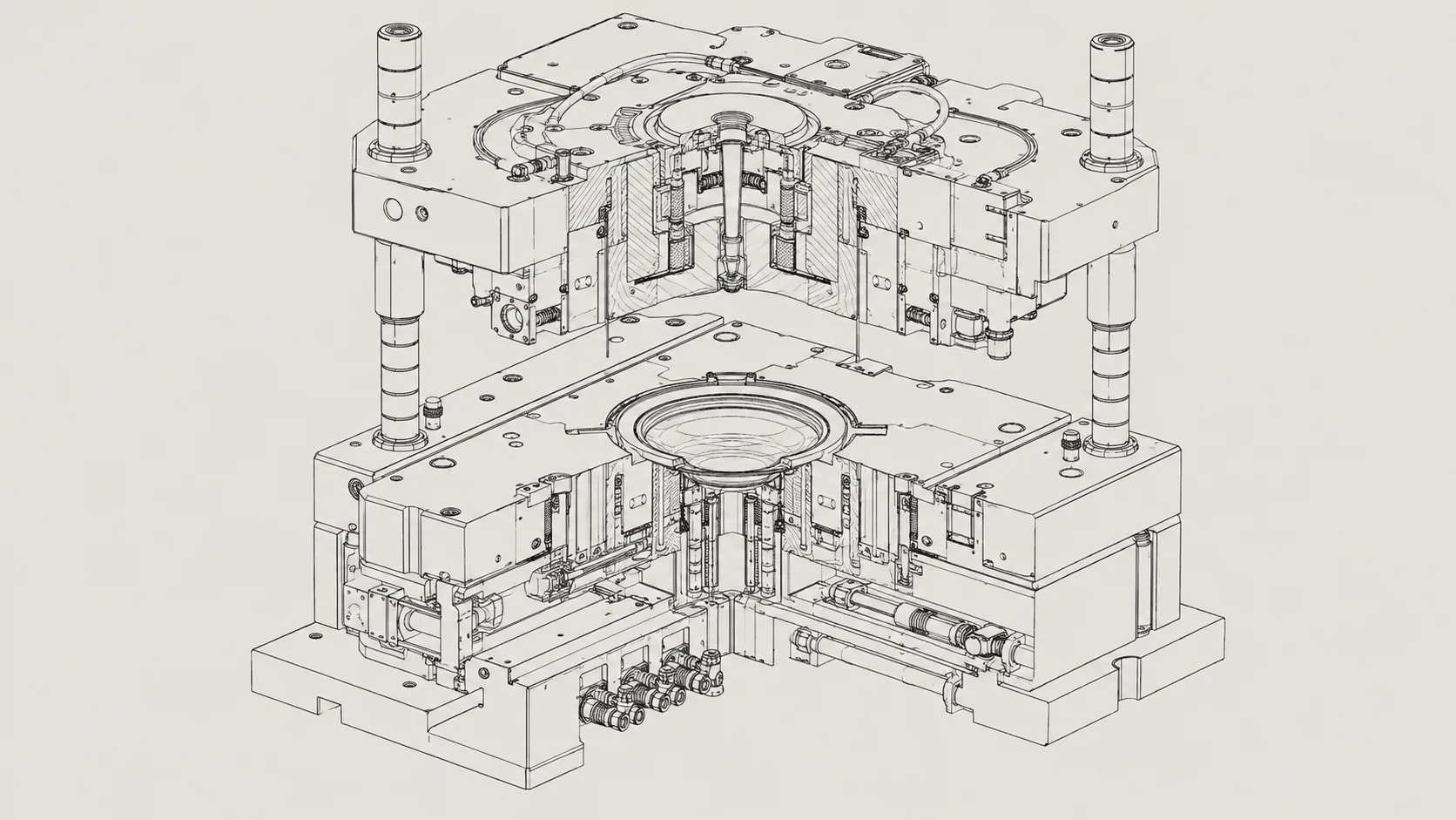 Injection mold engineering line drawing
