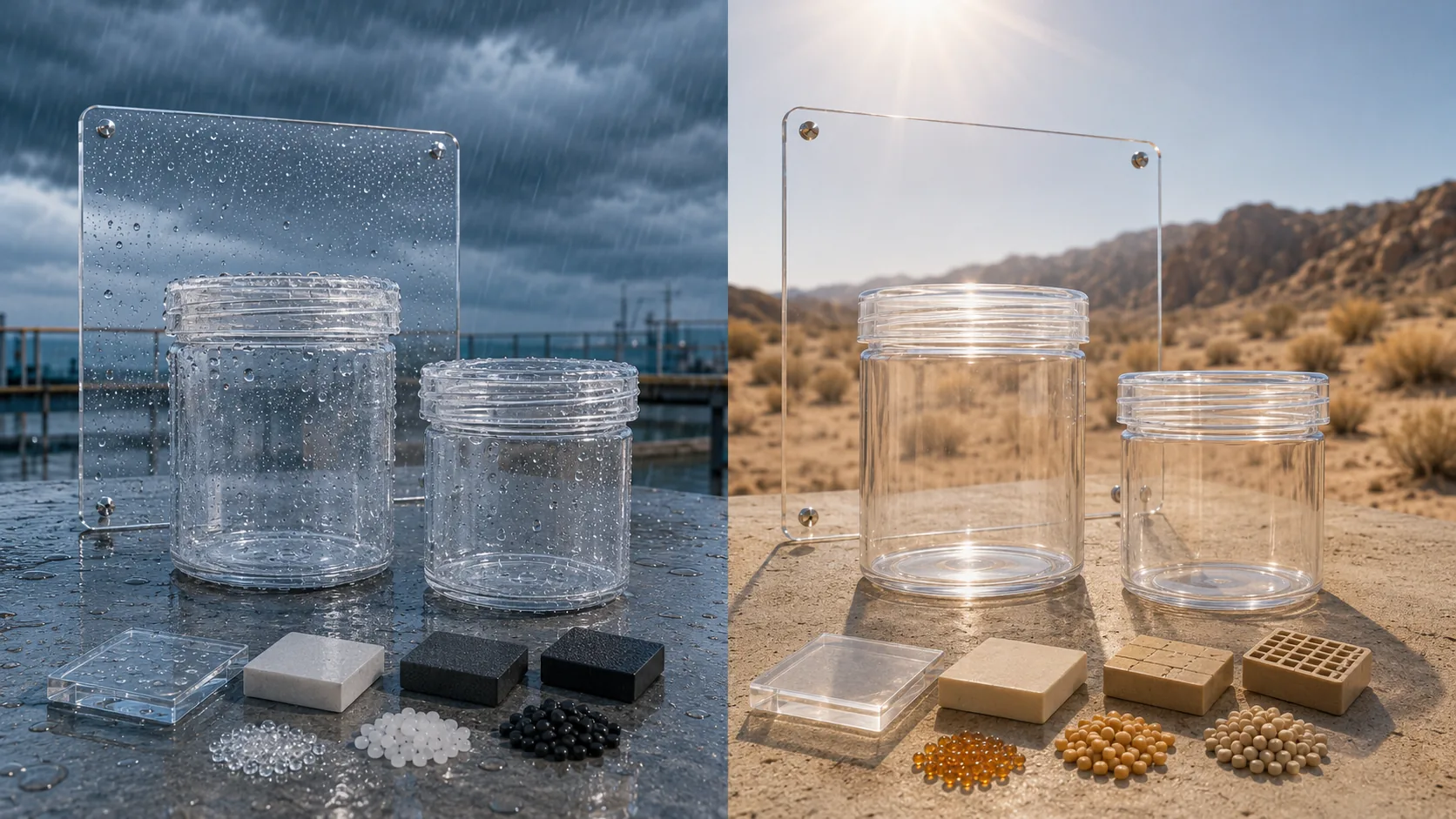 Clear products evaluated in humid and dry environments