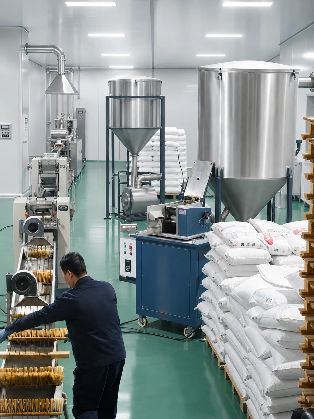 Transparent antistatic plastic pellet production line with mixing and extrusion equipment