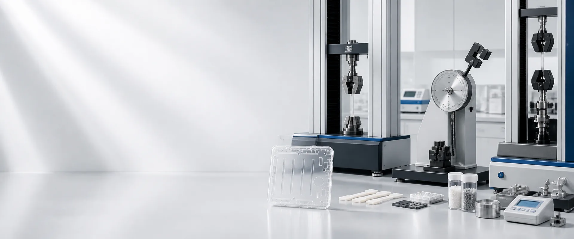 Laboratory testing equipment including tensile and impact strength testers